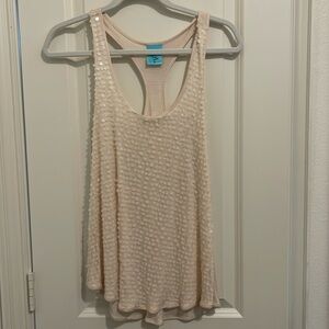 Cream sequin racerback
